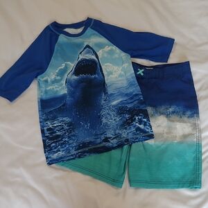 Wonder Nation Ocean Blue Shark Rashguard Set